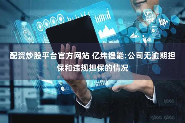 配资炒股平台官方网站 亿纬锂能:公司无逾期担保和违规担保的情况